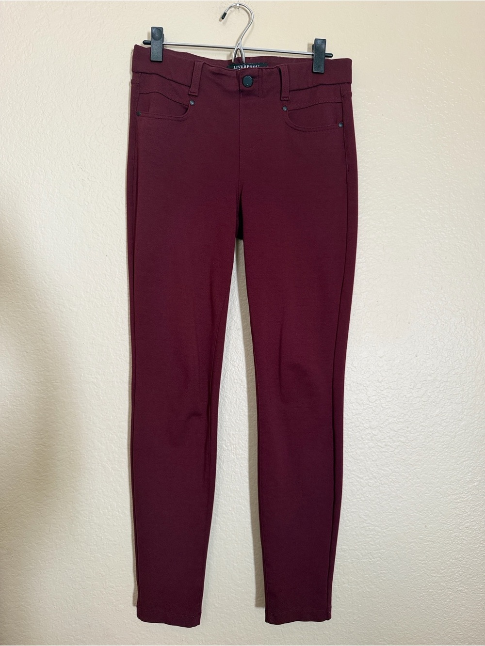 Liverpool Maroon Slim Ponte Pants- Size 4/27